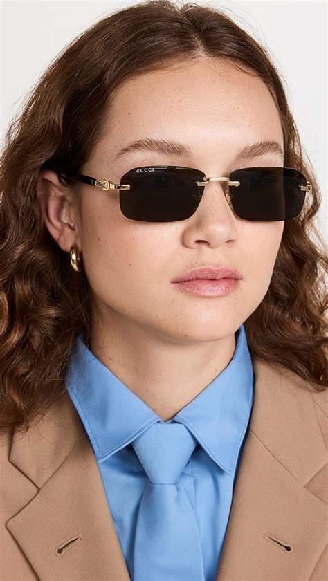 gucci rectangular narrow rimless sunglasses|gucci vintage round sunglasses.